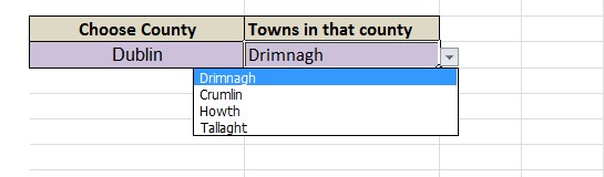 excel drop down list