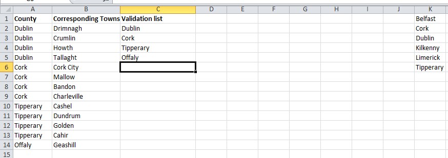 drop down list in excel